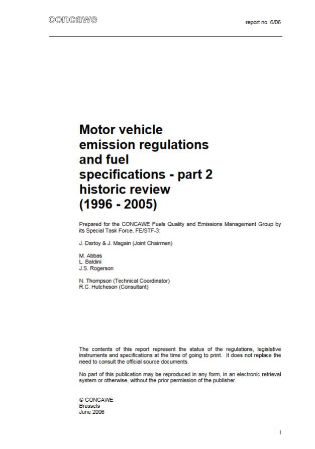 Motor vehicle emission regulations and fuel specifications – part 2 historic review (1996 – 2005)