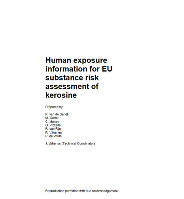 Human exposure information for EU substance risk assessment of kerosine