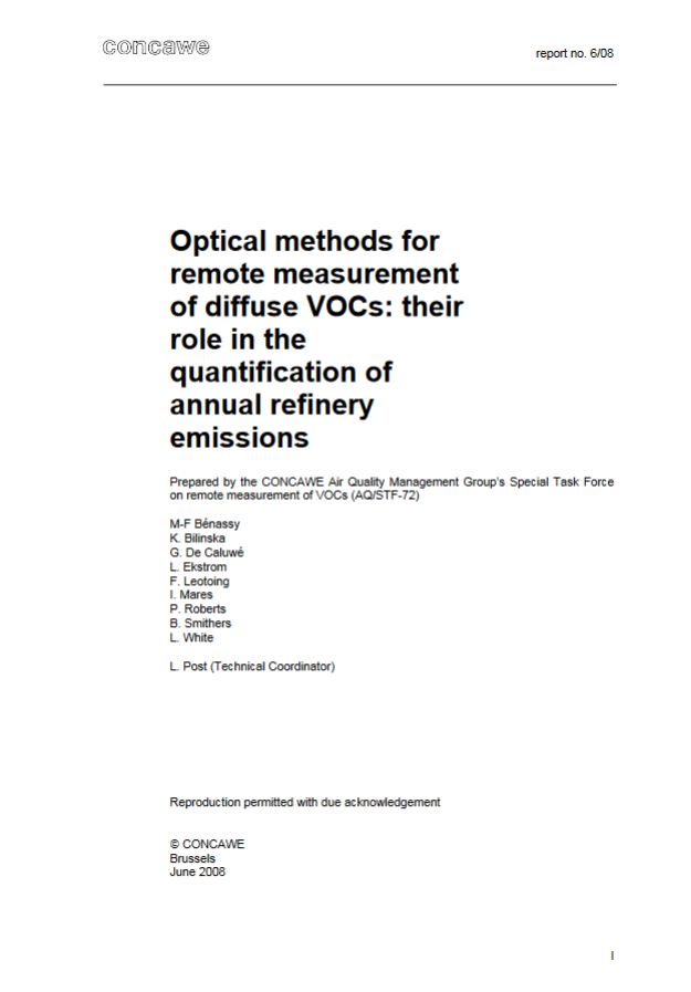 Optical methods for remote measurement of diffuse VOCs: their role in the quantification of annual refinery emissions