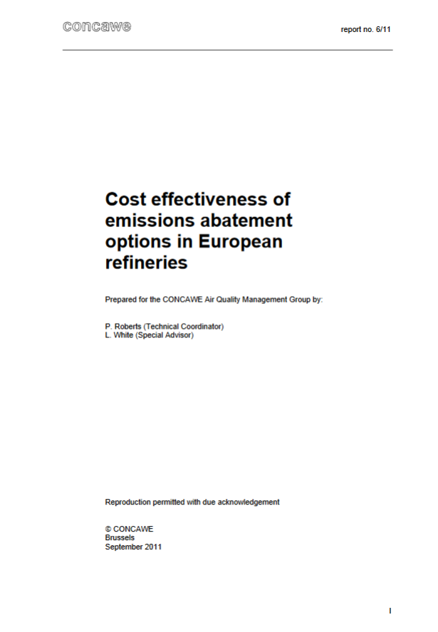 Cost effectiveness of emissions abatement options in European refineries