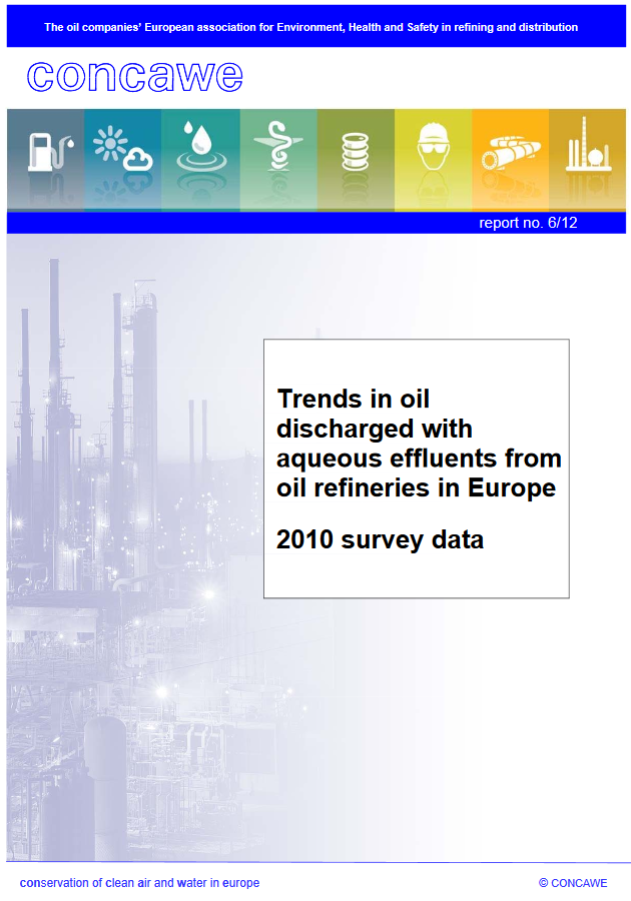 Trends in oil discharged with aqueous effluents from oil refineries in Europe – 2010 survey data