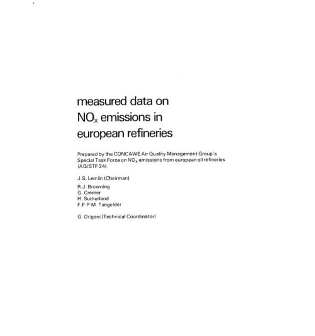 Measured data on NOx, emissions in European refineries