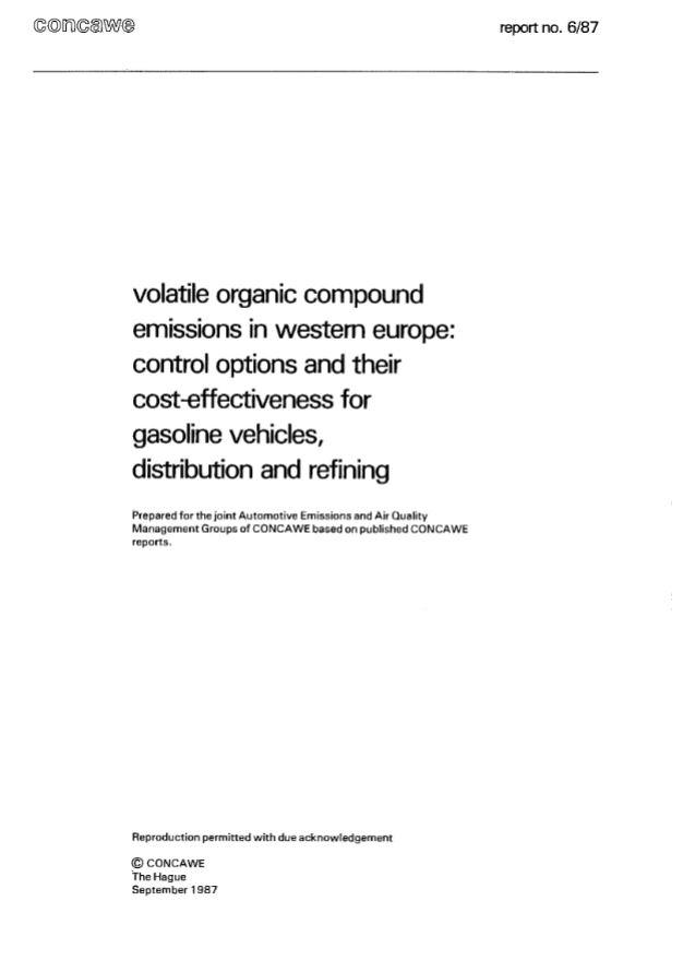 Volatile organic compound emissions in western Europe: control options and their cost-effectiveness for gasoline vehicles, distribution and refining