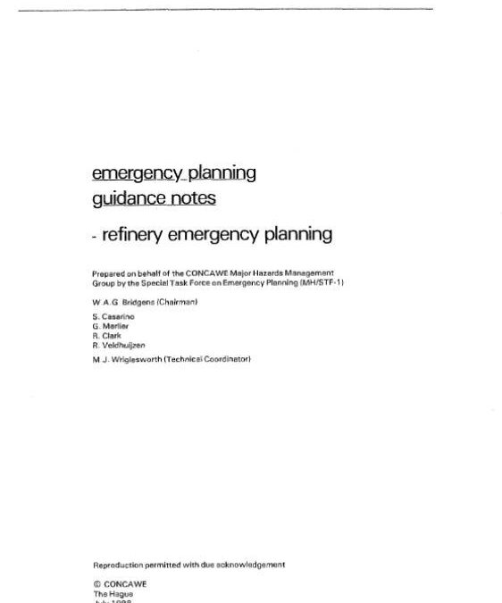 Emergency planning guidance notes – refinery emergency planning