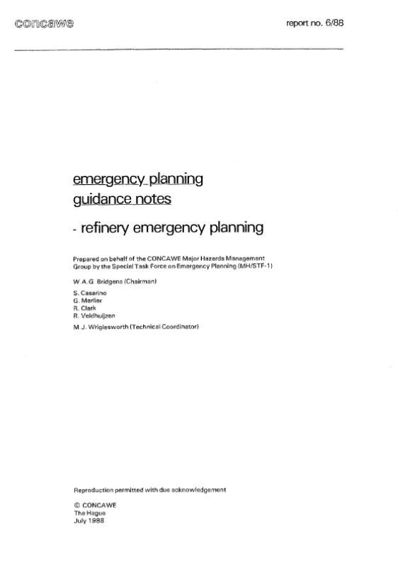 Emergency planning guidance notes – refinery emergency planning