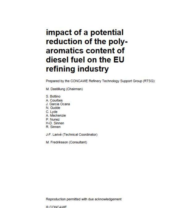Impact of a potential reduction of the polyaromatics content of diesel fuel on the EU refining industry