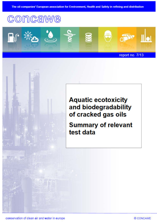 Aquatic ecotoxicity and biodegradability of cracked gas oils. Summary of relevant test data
