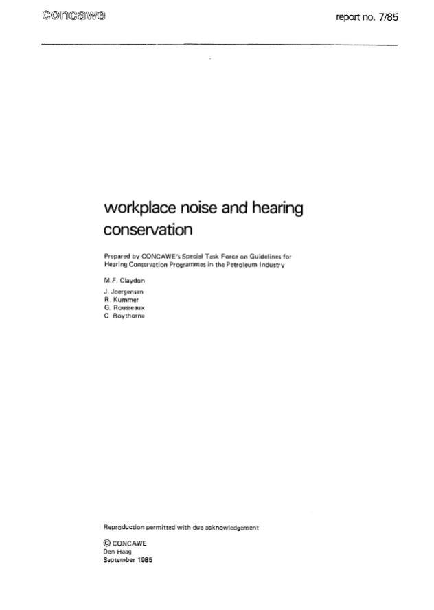 Workplace noise and hearing conservation