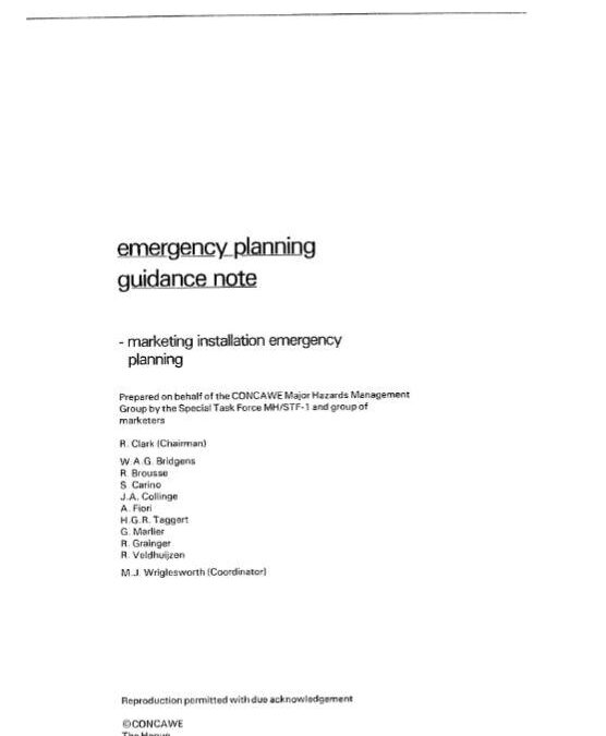 Emergency planning guidance note – marketing installation emergency planning