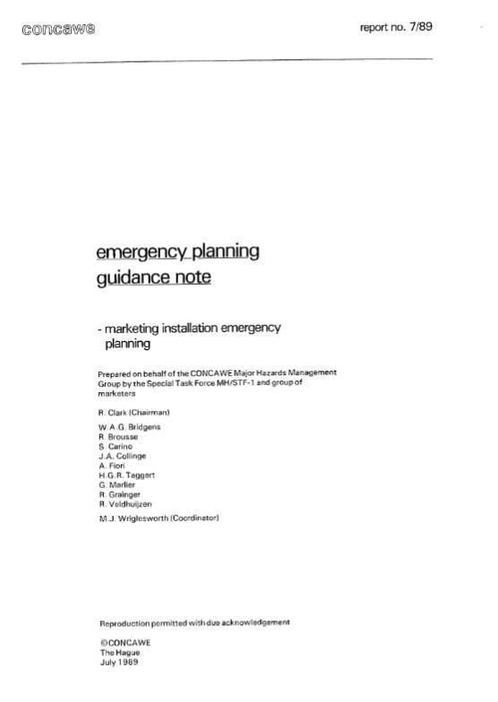 Emergency planning guidance note – marketing installation emergency planning