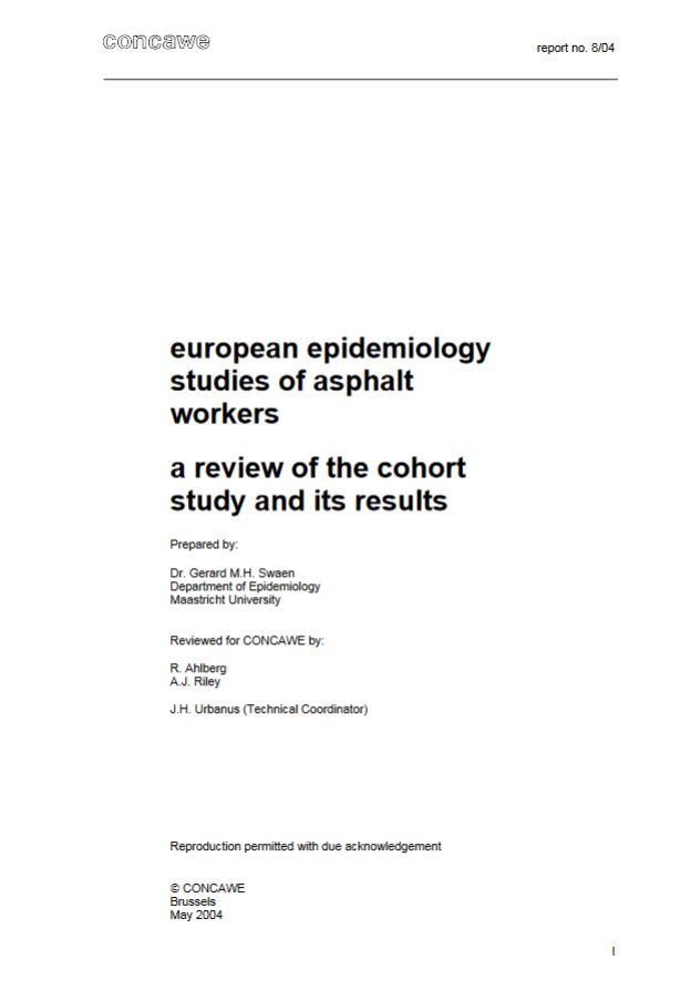 European epidemiology studies of asphalt workers a review of the cohort study and its results