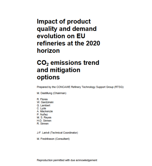 Impact of product quality and demand evolution on EU refineries at the 2020 horizon: CO2 emissions trend and mitigation options