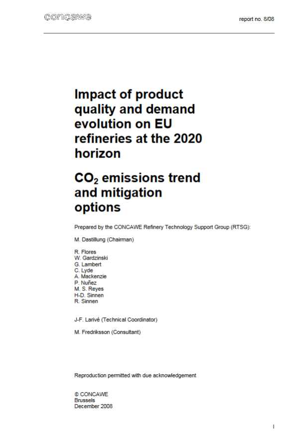 Impact of product quality and demand evolution on EU refineries at the 2020 horizon: CO2 emissions trend and mitigation options