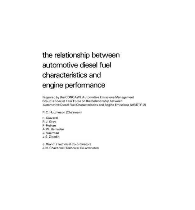 The relationship between automotive diesel fuel characteristics and engine performance