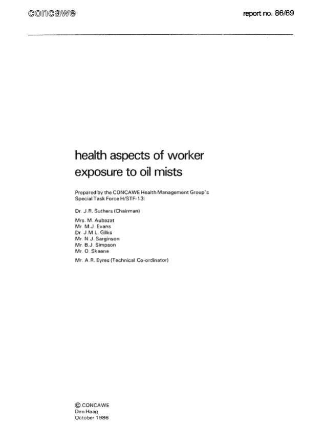 Health aspects of worker exposure to oil mists