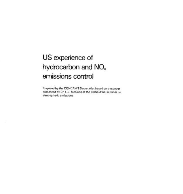 US experience of hydrocarbon and NOx, emissions control