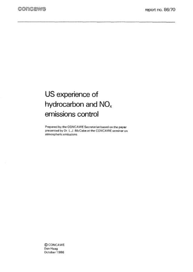 US experience of hydrocarbon and NOx, emissions control