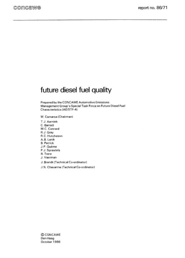 Future diesel fuel quality