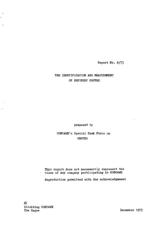The identification and measurement of refinery odours