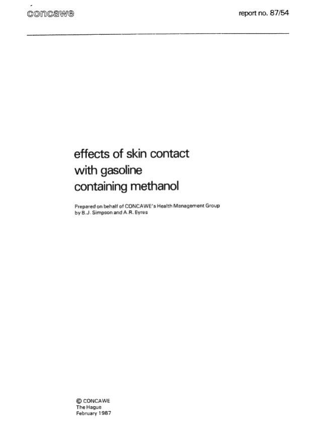 Effects of skin contact with gasoline containing methanol