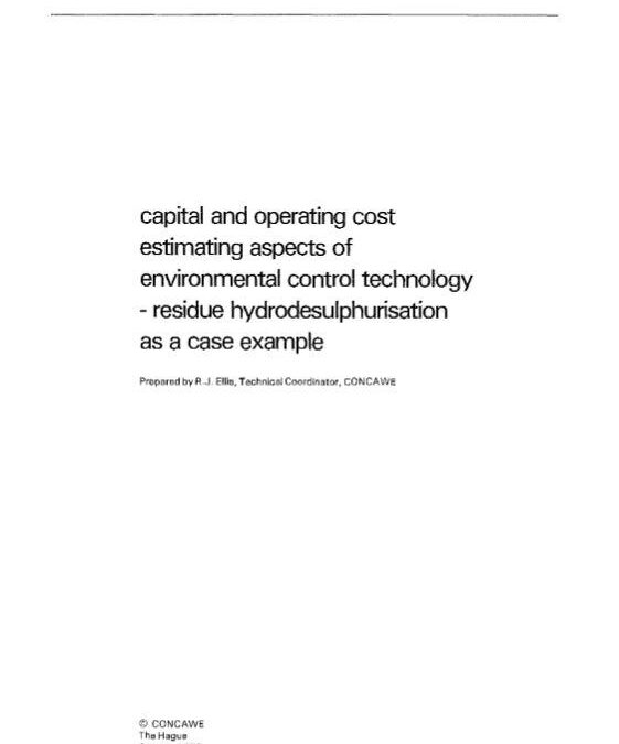 Capital and operating cost estimating aspects of environmental control technology – residue hydrodesulphurisation as a case example