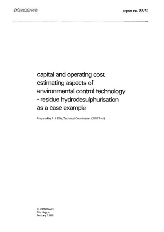 Capital and operating cost estimating aspects of environmental control technology – residue hydrodesulphurisation as a case example