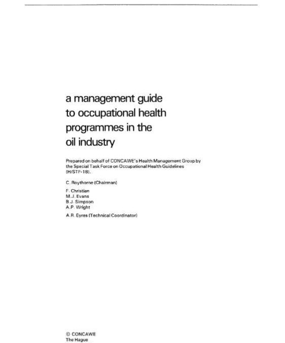 A management guide to occupational health programmes in the oil industry