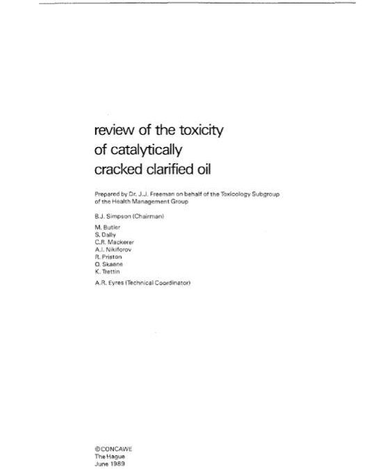 Review of the toxicity of catalytically cracked clarified oil