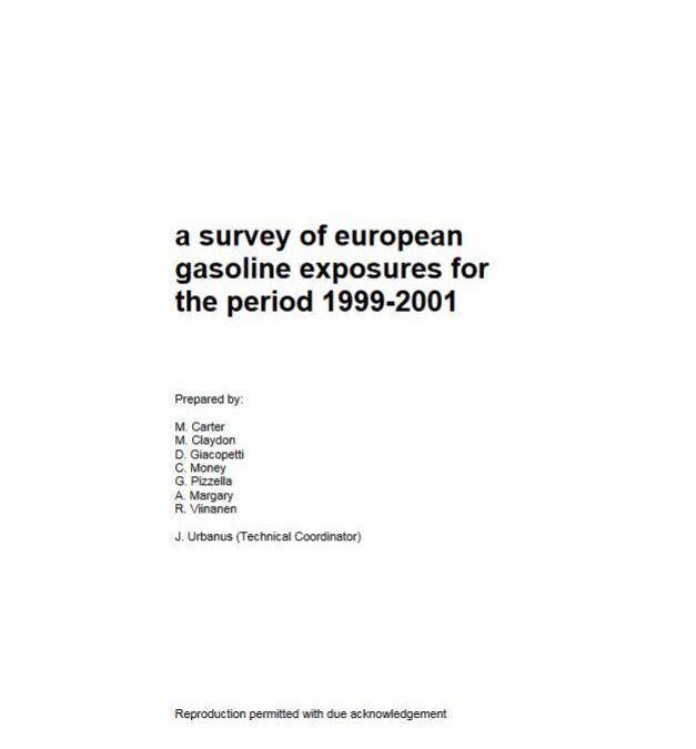 A survey of european gasoline exposures for the period 1999-2001