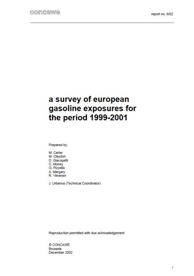 A survey of european gasoline exposures for the period 1999-2001