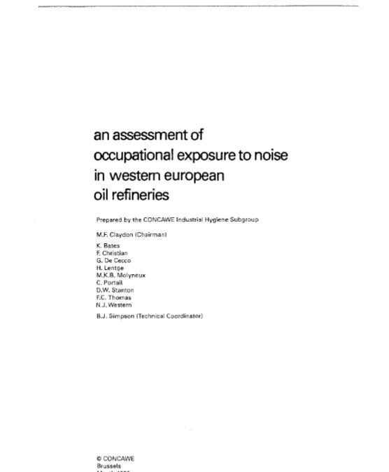 An assessment of occupational exposure to noise in western European oil refineries