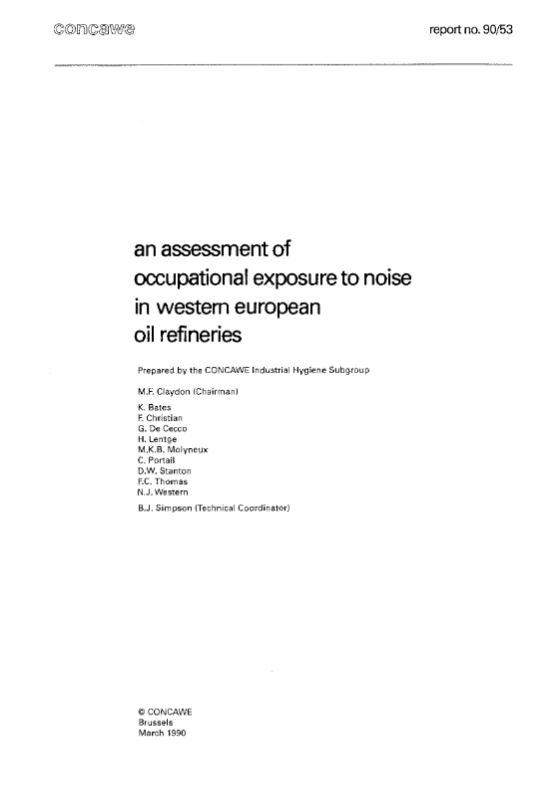 An assessment of occupational exposure to noise in western European oil refineries