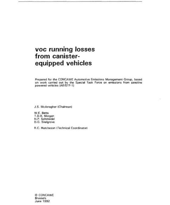 VOC running losses from canister equipped vehicles