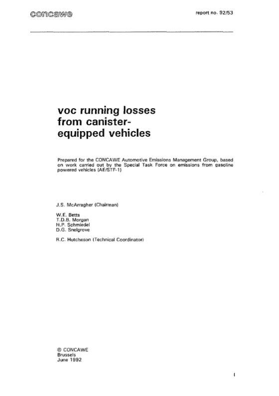 VOC running losses from canister equipped vehicles