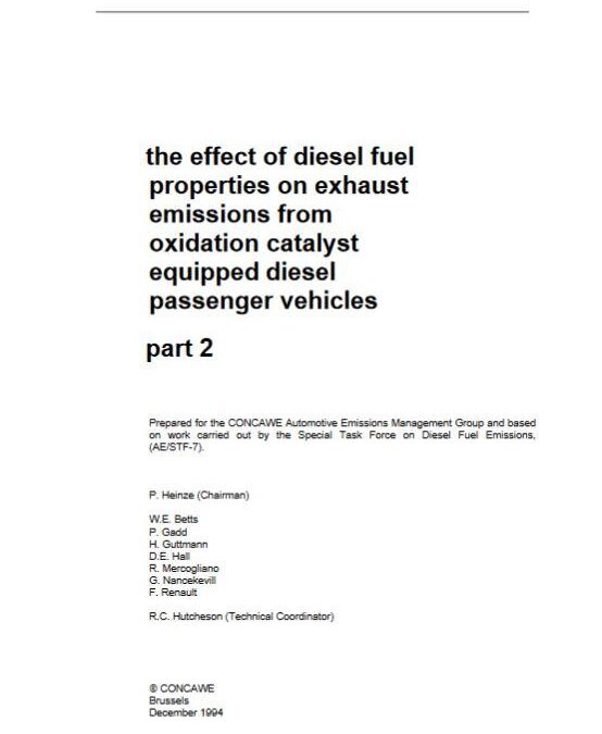 The effect of diesel fuel properties on exhaust emissions from oxidation catalyst equipped diesel passenger vehicles. Part 2