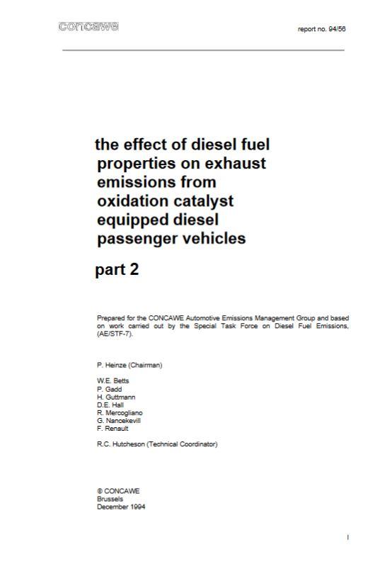The effect of diesel fuel properties on exhaust emissions from oxidation catalyst equipped diesel passenger vehicles. Part 2