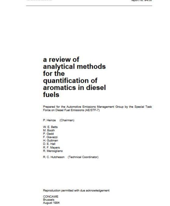 A review of analytical methods for the quantification of aromatics in diesel fuels