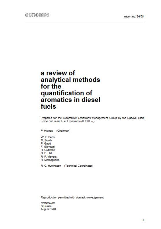 A review of analytical methods for the quantification of aromatics in diesel fuels