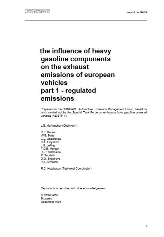 The influence of heavy gasoline components on the exhaust emissions of European vehicles. Part 1 – regulated emissions