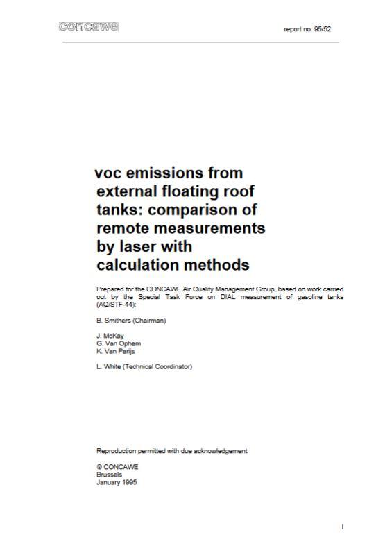 VOC emissions from external floating roof tanks: comparison of remote measurements by laser with calculation methods