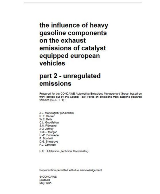 The influence of heavy gasoline components on the exhaust emissions of catalyst equipped European vehicles. Part 2 – unregulated emissions