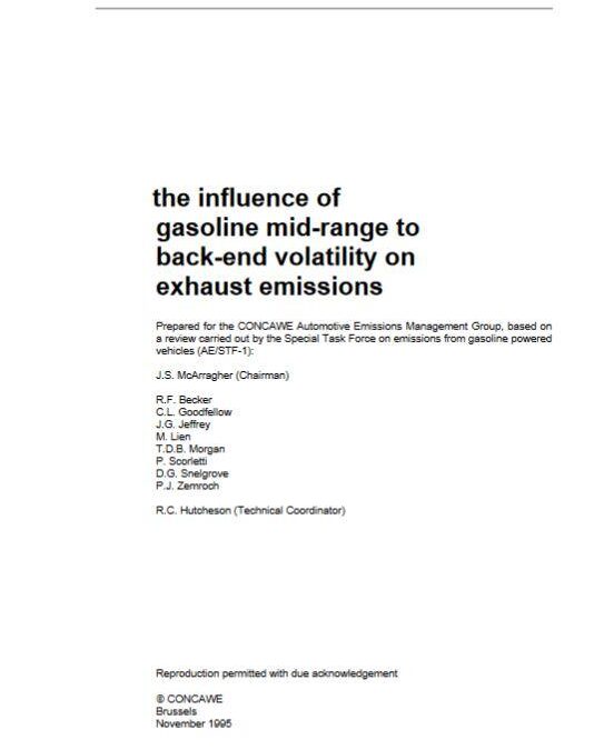 The influence of gasoline mid-range to back-end volatility on exhaust emissions