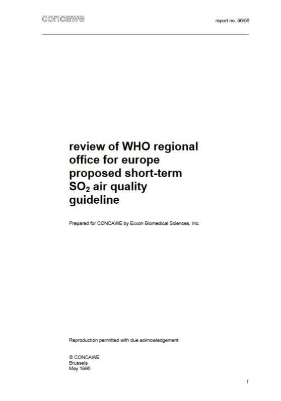 Review of WHO regional office for Europe proposed short-term SO2 air quality guideline