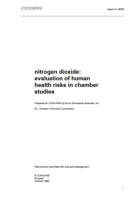 Nitrogen dioxide: evaluation of human health risks in chamber studies