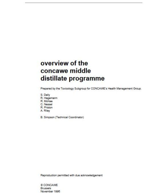 Overview of the Concawe middle distillate programme