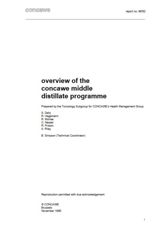 Overview of the Concawe middle distillate programme