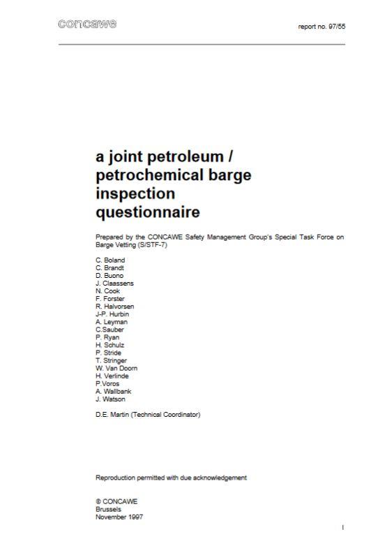 A joint petroleum / petrochemical barge inspection questionnaire