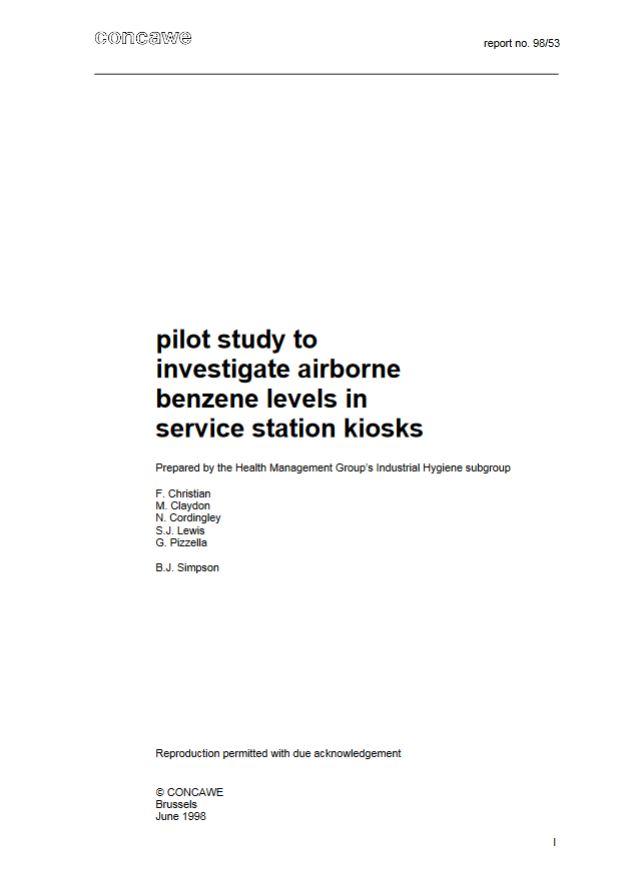 Pilot study to investigate airborne benzene levels in service station kiosks