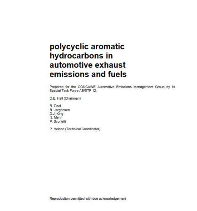 Polycyclic aromatic hydrocarbons in automotive exhaust emissions and fuels