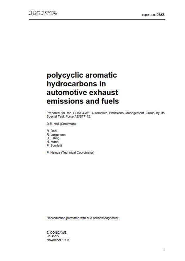 Polycyclic aromatic hydrocarbons in automotive exhaust emissions and fuels